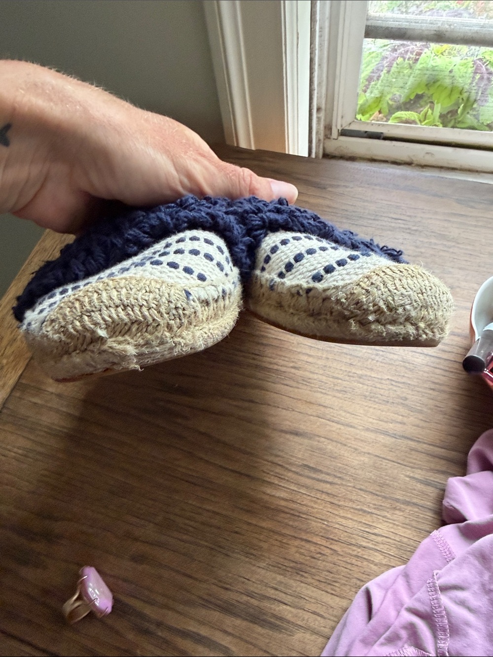 Tory Burch Navy & Cream Striped Espadrille Flats - Picture 7 of 7